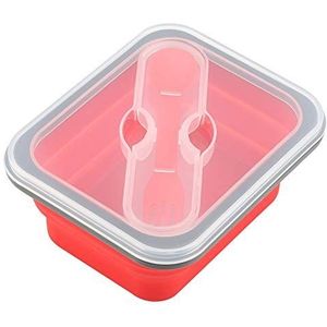 600 ml siliconen lunchbox opvouwbare draagbare lunchboxkom opvouwbare voedselopslagcontainer voor reizen, wandelen, kamperen, picknicken (rood)