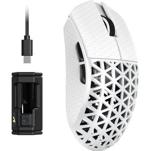 ATTACK SHARK R5 - Draadloze Gamingmuis - Wit - Koolstofvezel - 8K Draadloos