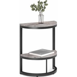 Sofa -tabel Kleine bijzettafel salontafel, 2-laags bijzettafel halfrond met opbergplank, ruimtebesparende smalle accenttafel for woonkamer slaapbank, slaapkamer Kleine bijzettafel(Gray)