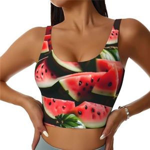 Watermeloen Vers Fruit Print Comfortabele Vrouwen Sport Vest Yoga Workout Vest Voor Vrouwen Lichtgewicht Zomer, Zwart, S