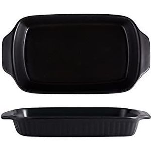 Braadpan for oven, bakvormenset, keramische ovenschaal, rechthoekige bakpannenset, braadpan for cake, lasagne, braadpan, 11,2 x 6,2 x 1,7 inch, 2-delig, roze (Color : Black, Size : -)