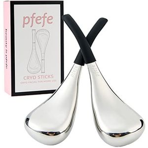 Pfefe Ice Globes Gezichtsverzorging Gereedschap voor Vrouwen Gezicht Ogen, Roestvrij Staal Gezicht Beauty Cryo Sticks voor Meisjes Dames, Cooling Spa Globes Cold Roller met Opbergkoffer