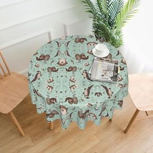 OTTKGGA Cartoon Leuke Otter 60 inch Ronde Tafelkleed Decoratieve Tafelhoes Waterdichte Wasbare Partijen Bruiloften Home Decor
