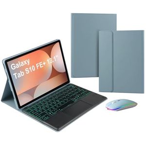 Toetsenbordhoes Voor Samsung Galaxy Tab S10 FE Plus 13,1 Inch 2025 - Verlicht Afneembaar Draadloos Toetsenbord Met Touchpad - Bluetooth-Muis Voor Tablet,Blauw