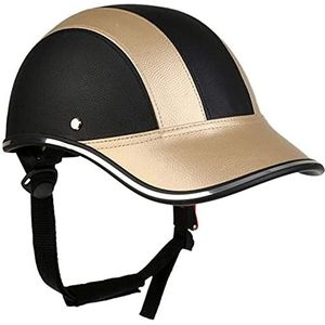Retro Motorcycle Baseball Cap Halve Helm, DOT Goedgekeurde Duitse Stijl Skull Cap Open-Face Helm voor Scooter Mannen en Vrouwen Street Cruiser Bromfiets Chopper ATV Helm Decoration
