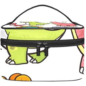 Dinosaurus dier make-up organizer tas, reismake-up tas organizer case draagbare cosmetische tas voor vrouwen en meisjes toiletartikelen, Meerkleurig, 22.5x15x13.8cm/8.9x5.9x5.4in