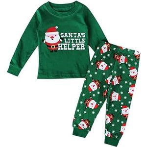 Kinderen Baby Jongens Meisjes Kerst Pyjama Set Kerstman Print Home Kleding Tweedelig Set(Color:Green,Size:110cm)