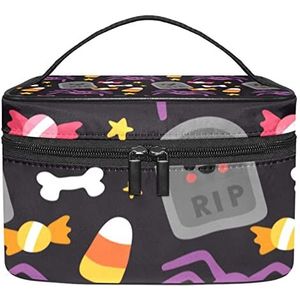 Make-up Organizer Bag, Reizen Make-up Tas Organizer Case Draagbare Cosmetische Tas voor Vrouwen en Meisjes Toiletartikelen Halloween Spider Zwart, Meerkleurig, 22.5x15x13.8cm/8.9x5.9x5.4in