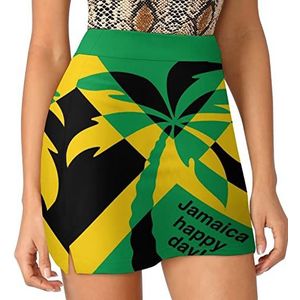 Jamaica Happy Day Dames Skorts Hoge Taille Tennisrok Gelaagde Korte Mini Rok Culottes Skorts Met Zakken XL