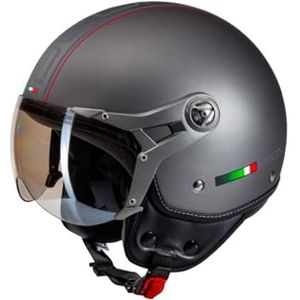BEON Design-B Scooter helm met vizier - Geschikt als Brommer Motor Snorfiets helm - Retro scooterhelm - Volwassenen - Incl helmtas