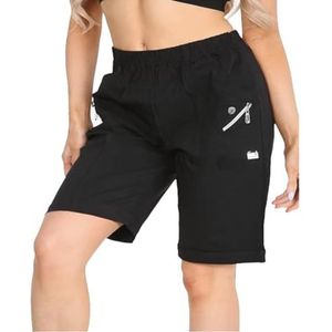 JM CLOTHING SS12 Womens cropped capri broek dames driekwart zachte 3/4 rekbare pull on broek elastische taille zakken zomer shorts plus size broek, Zwart (Shorts), 46