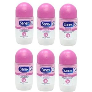 SANEX Dermo Deodorant Invisible Roll-on voor dames, alle huidtypes, 50 ml, 6 stuks