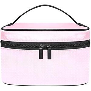 Make-up Organizer Bag, Reizen Make-up Tas Organizer Case Draagbare Cosmetische Tas voor Vrouwen en Meisjes Toiletries Roze Dots Patroon, Meerkleurig, 22.5x15x13.8cm/8.9x5.9x5.4in