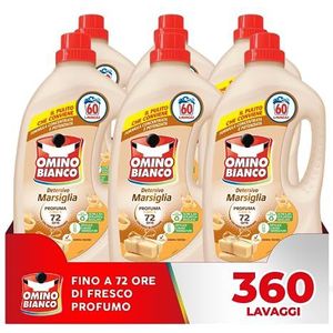 Omino Bianco - Vloeibaar wasmiddel, 360 wasbeurten, respecteert kleuren en stoffen, frisse geur met Marseiller hartzessence, 2400 ml x 6 verpakkingen