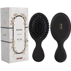 RHOS Mini reishaarborstel voor vrouwen/mannen/kinderen - zakontklitterborstel voor nat en droog haar - reisformaat peddelborstel voor ontwarren - voor alle haartypen (1 pak-zwart)