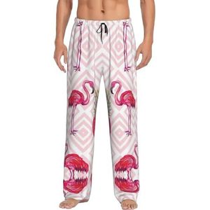 JCHSJCSR Roze Flamingo Ananas Print Heren Slaap & Lounge Broek, Taille Touw En Twee Zijzakken, Gemakkelijk Aan En Uit Te Doen., Zwart, XXL