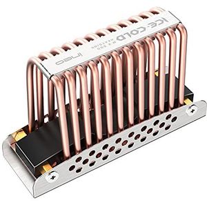 Koperen koellichaam | voor M.2 NVMe SSD (2280) | stille koeler | vermindert de temperatuur met maximaal 45% | 3 x warmtegeleidingspads | koperen spiraal | ineo | M12