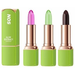 Baorder 3Pcs Magische Temperatuur Kleur Veranderende Aloë Vera Lipstick, Hydraterende Lip Balm Waterdicht Lang Houdbare Voedende Lipstick Make-up Lip Care