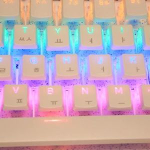 QPSJXN KeyCaps Koreaanse PBT Mechanische ISO-toetsen, transparante pudding-toetsen, instelling voor het spel 104 (WHITE)