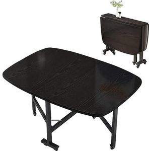Drop-Leaf opvouwbare tafel, opvouwbare keukentafel hout rechthoekige eettafel ronde rand ontwerp ruimtebesparing Drop Leaf tafels met beweegbare wielen (Color : B, Size : 100 * 60cm)