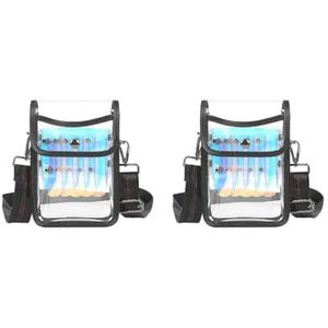 Leisurealeaneag 2 Set Pro Haar Schaar Holster Pouch Houder Tas Kapper Clippers Haar Stylist Gereedschap, Zwart Transparant