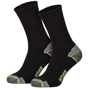 Werksokken voor heren, 6 paar, lange versterkte hiel en teen, grijs, blauw, zwart, geen drukpunten, blaasvrije voeten, voor werkschoenen, trekkingschoenen, zwart, 47/50 EU