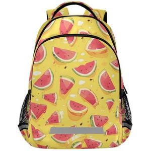 Wzzzsun Tropische watermeloen vruchten gele rugzak boekentas reizen dagrugzak school laptop tas voor tieners jongen meisje kinderen, Leuke mode, 11.6L X 6.9W X 16.7H inch