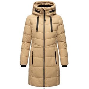 MARIKOO Natsukoo XVI Winterjas voor dames, warme gewatteerde jas, lang, met capuchon, XS-XXL, beige, S
