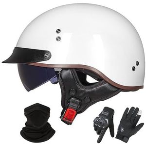 Vintage Motorhelm In Duitse Stijl, ECE 22.06 Goedgekeurd, Open Motorhelm, Retro Halve Helm met Zonneklep voor Volwassenen, Mannen en Vrouwen B-2,XL (59-60cm)