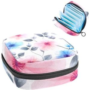 Aquarel Zoete Bloemen Patroon Maandverband Opbergtas, Grote Menstruatie Cup Pouch met Ritssluiting, Menstruatie Pads Bag Store Panty Liners Tampons voor Meisjes Vrouwen