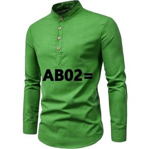 YMING 02 Heren lange mouwen werk kantoor effen overhemd met knopen AB02 groen 13XL