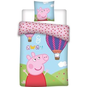 Peppa Pig - Dekbedovertrek - Katoen - Dubbelzijdig - 100 x 135 cm