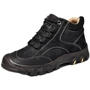 HJUGHPN Heren Laarzen Winter Militaire Tactische Laarzen Mannen Outdoor Lederen Ronde Hoofd Sneakers Mannen Desert Casual Schoenen Plus Size 38-46, Winter Zwart, 42 EU