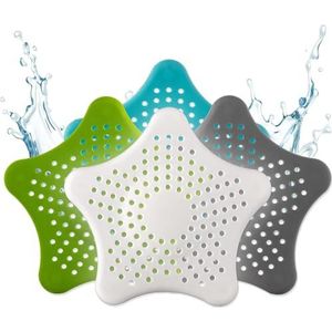 4 stuks afvoerzeef, siliconen, 2 blauw en 2 grijs, haarfilter voor keuken, douche, bad en wastafel, herbruikbare afvoerzeef voor douche/bad (5-15 cm diameter