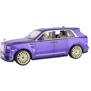Miniatuur replica automodel 1:24 for Rolls Royce Cullinan SUV Legering Geluid En Licht Trek Auto Model Wrijving Power Model Auto Gegoten voertuig op schaal(Color:Purple)