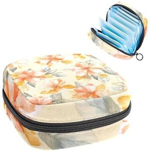 Natuurlijke zachte zomer oranje bloemen maandverband opbergtas grote menstruatie cup zakje met rits, menstruatie pads tas winkel panty voeringen tampons voor meisjes vrouwen