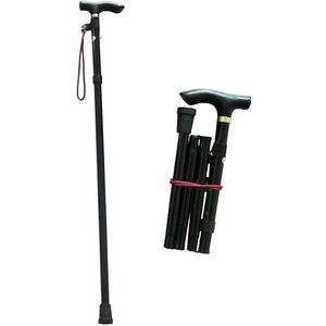 Krukken voor volwassenen, Verstelbare opvouwbare wandelstok met T-vormig handvat en draagtas, veelkleurig(Black)
