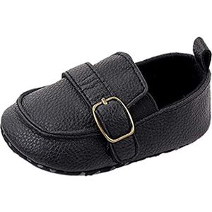 MASOCIO Baby Jongens Mocassin Schoenen Baby Eerste Wandelen Zachte Zool Anti-Slip Casual Flats Crib Schoenen, Zwart, 0-6 Months