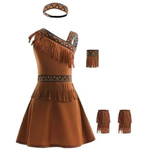 Lito Angels Prinses Pocahontas met Hoofdband Fancy Dress Outfit voor Peuter Meisjes, Verjaardagsfeest Dress Up Maat 104 (Leeftijd 3-4 Jaar) (Markeringsnummer 0M)