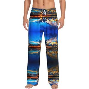Sunset Lange Lounge Wear Broek Nachtkleding Pyjama Bottoms Nachtkleding Nachtkleding Met Zakken En Trekkoord, Wit, S