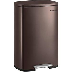 SONGMICS - Vuilnisemmer - 50 l - Bruin - Softclose - Pedaalemmer - Staal