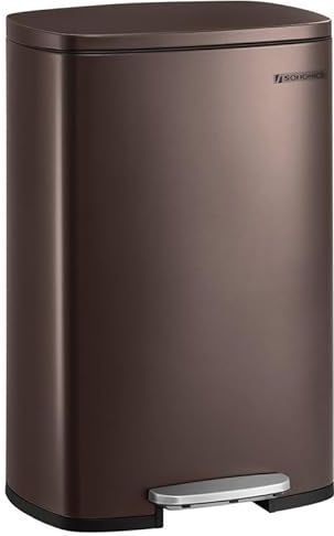 SONGMICS - Vuilnisemmer - 50 l - Bruin - Softclose - Pedaalemmer - Staal