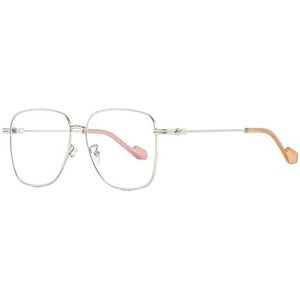 Gm Anti-blauwlichtbrilmonturen for mannen en vrouwen Gm Veganistische bril Metalen platte bril (Size : Silver framed transparencies)