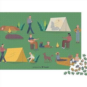 Camping legpuzzels voor volwassenen stressverlichtende familie uitdagende spellen doe-het-zelf cadeau thuis muurdecoratie als kerst verjaardagscadeaus leren educatief speelgoed 1000 stuks (75 x 50 cm)