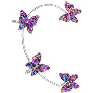 Nieuwe lovertjes vlinder oorclips en oorbellen met geïntegreerde oorbellen gepersonaliseerde vlindergassen oorbellen zonder piercing (Size : Purple)