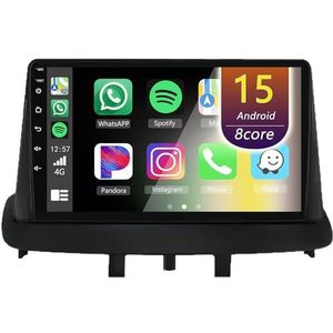 Android Radio voor Renault Megane 3 2008-2014, 9 inch Touchscreen Autoradio met Wireless CarPlay Android Auto Bluetooth WIFI(8Core(6+128GB))