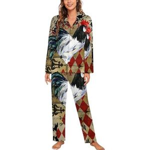 Vintage Haan Vrouwen Lange Mouw Button Down Nachtkleding Zachte Nachtkleding Lounge Pyjama Set M