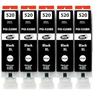 Happy Printer 5 XL cartridges compatibel met Canon PGI-520 PGBK voor Pixma IP3600 IP4600 IP4700 MP540 MP550 MP560 MP620 MP630 MP640 MX860 MX870