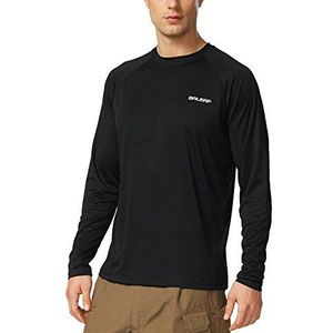 Baleaf UV-shirt voor heren, voor water, met uv-bescherming UPF 50+ Rashguard zonnebescherming, lange mouwen, A-zwart, L