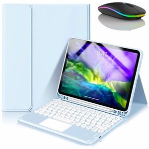 Toetsenbordhoes voor Samsung Galaxy Tab A9 8.7'' 2023, Ingebouwde Potloodhouder, Magnetisch Afneembaar Draadloos Toetsenbord met Bluetooth Muis,Blauw